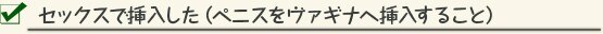 セックスで挿入した（ペニスをヴァギナへ挿入すること）