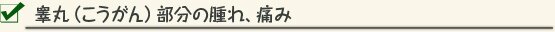 睾丸（こうがん）部分の腫れ、痛み
